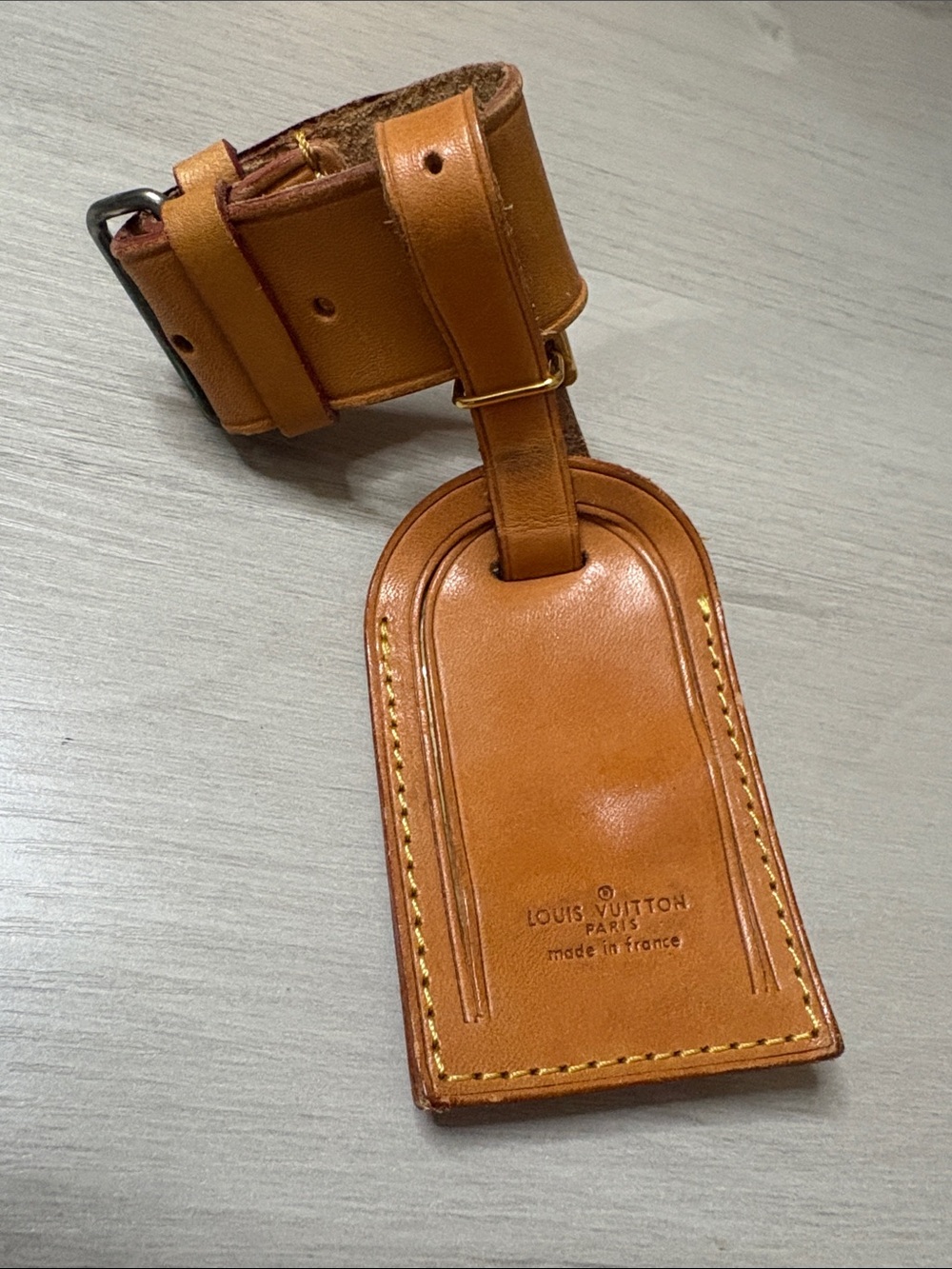 Louis‎ Vuitton Tan Leather Luggage Tag with Strap